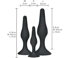TOYJOY Silikoninis analinis kištukas, siurbtukas, 3 dydžiai