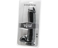Get Real TOYJOY Dildo-cock 11 colių su kamuoliukais juodas
