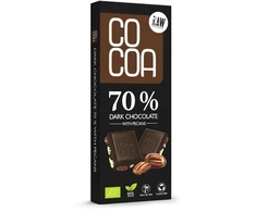 Ekologiškas juodasis šokoladas 70 % su PEKANO riešutais, 40 g, COCOA