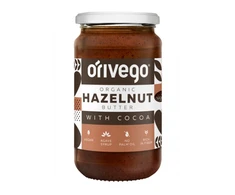 Ekologiškas lazdynų riešutų kremas su kakava 340 g Orivego