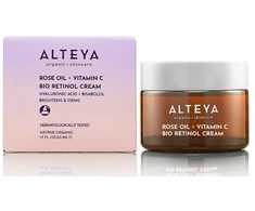Ekologiškas LUMINOUS ROSE BIO RETINOL veido kremas - rožių aliejus + vitaminas C, 50 ml