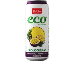 Ekologiškas pasiflorų ir ananasų skonio gazuotas gaivusis gėrimas su sultimis, 0.33 L