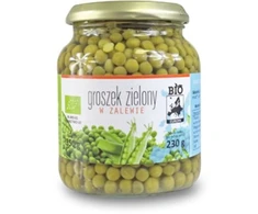 Ekologiški konservuoti žalieji žirneliai stiklainyje, 350 g (230 g)
