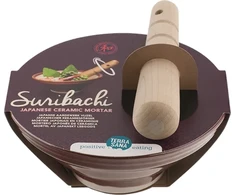 Japoniška keramikinė grūstuvė Suribachi &amp; Surikogi, 18 cm