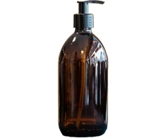 Rudas stiklinis buteliukas 500 ml su dozatoriumi