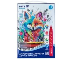 Akrilinių žymeklių rinkinys CREATIVE, Kite, 12 spalvų