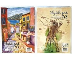 Albumas eskizams, A3, 50 lapų, 120gsm, lygūs vidiniai lapai, su spirale viršuje