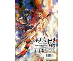 Albumas eskizams, A5, 25 lapai, 210gsm, reljefiniai vidiniai lapai, su spirale viršuje