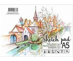 Albumas eskizams, A5, 50 lapų, 120gsm, reljefiniai vidiniai lapai, su spirale viršuje