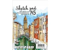 Albumas eskizams, A5, 65 lapai, 80 gsm, lygūs vidiniai lapai, su spirale viršuje