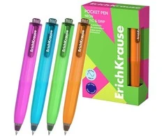 Automatinis tušinukas POCKET PEN NEON, ErichKrause, 0.5mm, mėlynos sp.