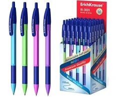 Automatinis tušinukas R-301 NEON MATIC&amp;GRIP, ErichKrause, 0.7mm, mėlynos sp.