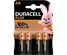 Baterijos DURACELL Plus, AA (LR6), 4 vnt.