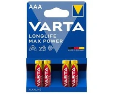 Baterijos VARTA Longlife Max Power, AAA (LR03), 4 vnt.