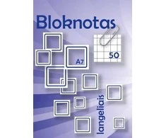 Bloknotas, A7, 50 lapų, langeliais, 70gsm, klijuotas viršuje