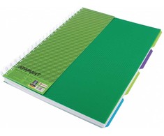 Bloknotas ADAMANT, Optima, A4, langeliais, 120 lapų, 70gsm, su spirale šone, žalios sp. plastikinis viršelis