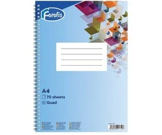 Bloknotas FOROFIS, A4, langeliais, 70 lapų, 60gsm, su spirale šone