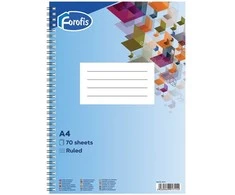 Bloknotas FOROFIS, A4, linija, 70 lapų, 60gsm, su spirale šone