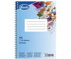 Bloknotas FOROFIS, A5, langeliais, 70 lapų, 60gsm, su spirale šone
