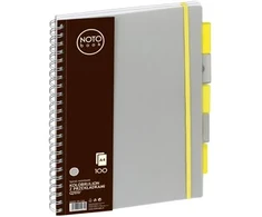 Bloknotas NOTOBOOK, Grand, A4, langeliais, 100 lapų, 80gsm, su spirale šone, pilkos sp. plastikinis viršelis