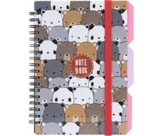 Bloknotas PANDA, Optima, B6, 100 lapų, langeliais, 65gsm, su spirale šone, plastikinis viršelis