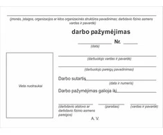 Darbuotojo darbo pažymėjimas, A7, 10 vnt.