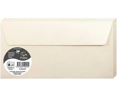 Dekoratyvinis vokas POLLEN, Clairefontaine, DL (110x220mm), 120gsm, blizgus, kreminės sp.