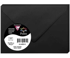 Dekoratyvinis vokas POLLEN, Clairefontaine, 75x100mm, 120gsm, juodos sp.