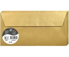 Dekoratyvinis vokas POLLEN, Clairefontaine, DL (110x220mm), 120gsm, blizgus, aukso sp.