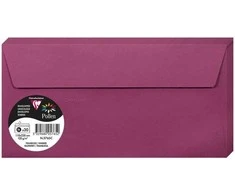 Dekoratyvinis vokas POLLEN, Clairefontaine, DL (110x220mm), 120gsm, avietinės sp.