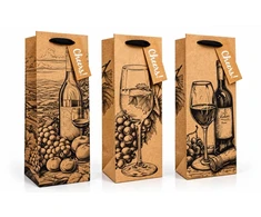 Dovanų maišelis buteliui CHEERS!, 125x345x100mm, su kortele vardui ar sveikinimui