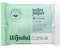 Drėgnas tualetinis popierius WIPEFUL Care, 50 vnt.