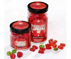 Guminukai BROLIAI LOKIAI, aviečių skonio, su medumi, stiklainyje, 250 g