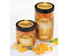 Guminukai BROLIAI LOKIAI, įvairių vaisių skonio, su medumi, stiklainyje, 250 g