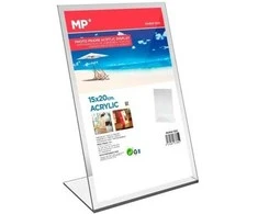 Informacinis L formos stovelis MP, A5, vertikalus, skaidrus