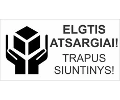 Informacinis lipdukas siunčiamų prekių pakuotės ženklinimui ELGTIS ATSARGIAI!, 100x51mm, 100 vnt.