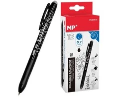 Ištrinamas automatinis gelinis rašiklis MP, 0.7mm, juodos sp.