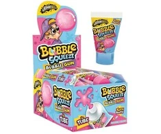 Įvairių vaisių skonio išspaudžiama kramtomoji guma JOHNY BEE Bubble Squeeze, 30 g