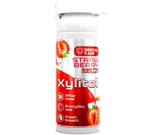 Dental Care Xylitol becukrė kramtomoji guma su ksilitoliu braškių skonio, 20 vnt.