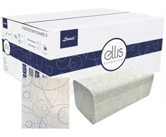 Lapiniai popieriniai rankšluosčiai ELLIS Professional V, 150 lapelių, 2 sl., baltos/violetinės sp., celiuliozė