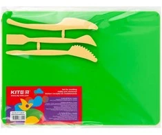 Lentelė plastilinui KITE, 250x180mm, su 3 įrankiais, žalios sp.