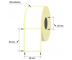 Lipnios etiketės, 1-58x80/40-500 etik., Thermal Eco, baltos sp.