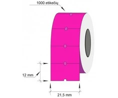 Lipnios etiketės į kainų ženklintuvus, 21,5x12mm, 1000 etik., avietinės sp.