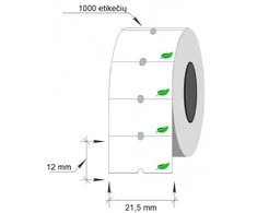 Lipnios etiketės į kainų ženklintuvus, 21,5x12mm, silpno lipnumo, 1000 etik., baltos sp.