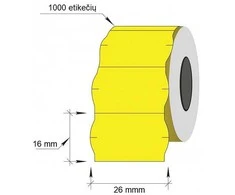 Lipnios etiketės į kainų ženklintuvus, 26x16mm, banguot., 1000 etik., geltonos sp.