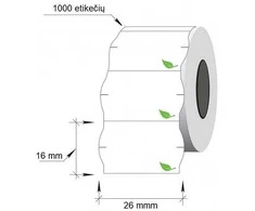 Lipnios etiketės į kainų ženklintuvus, 26x16mm, silpno lipnumo, banguot., 1000 etik., baltos sp.