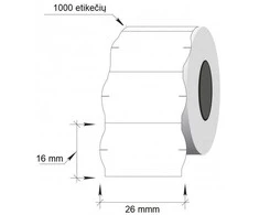 Lipnios etiketės į kainų ženklintuvus, 26x16mm, banguot., 1000 etik., baltos sp.