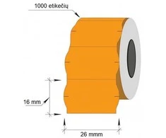 Lipnios etiketės į kainų ženklintuvus, 26x16mm, banguot., 1000 etik., oranžinės sp.