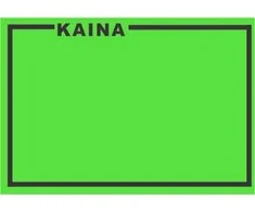 Lipnios etiketės su užrašu KAINA, 25x36mm, 1000 etik., žalios sp.