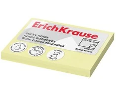 Lipnūs lapeliai užrašams, ErichKrause, 50x75mm, 100 lapelių, geltonos sp.